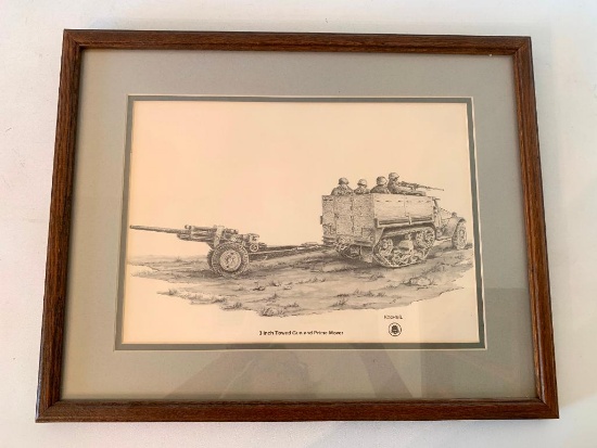 Military Print ""Towed Gun & Prime Mover" By Kocher