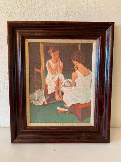 Norman Rockwell "Girl At Mirror" Framed Canvas