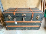 Antique Lidded Trunk W/Tray