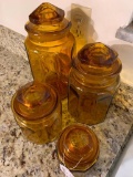 (4) Pc. Amber Glass Canister Set