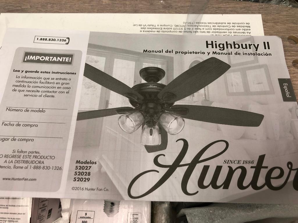 Hunter 52 Inch Highbury Ii Ceiling Fan With Reverable Blades