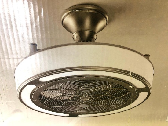 Anderson 22 inch Enclosed Fan. Interior and Covered Outdoor Use. Brushed Nickel Finish.