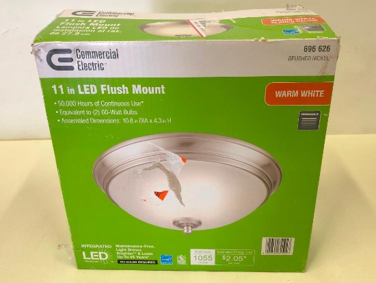 11 inch. LED Flush Mount. Brushed Nickel. Warm White.