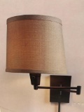 Hampton Bay Wall Sconce w/Swing Arm. Oil Rubbed Bronze Finish w/Tan Fabric Shade.