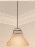 Hampton Bay Nove Mini-Pendant Fixture. Brushed Nickel w/Lamina Blanca Glass Shade.