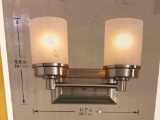 Hampton Bay 2-Light Vanity Fixture Cade In Brushed Nickel Finish