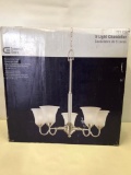 5-Light Chandelier. Commercial Electric. Brushed Nickel Finish. Frosted Glass Shade.