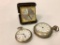 (2) Antique Pocket Watches & Travel Alarm Clock