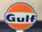 10.5 Inch Diameter, Metal Gulf Sign by Hangtime and Licensed by Gulf