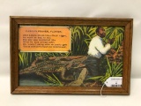 Framed Print Of Praying Man & Hungry Alligator