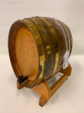 Oak Barrel Liquor Dispenser On Stand