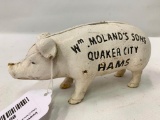 Contemporary Cast Iron Pig Bank, Approx. 8 Inches Long and 4 Inches Tall
