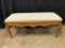 Ethan Allen Pine Bench for End of Bed, 41 Inches Long and Show Some Fabric Wear from Use.