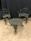 Three Pieces of Cast Iron, Decorative Chairs and Table