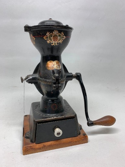 Antique Cast Iron Enterprise Coffee Mill W/Original Stenciling