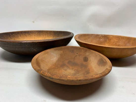 (3) Wooden Mixing/Kitchen Bowls
