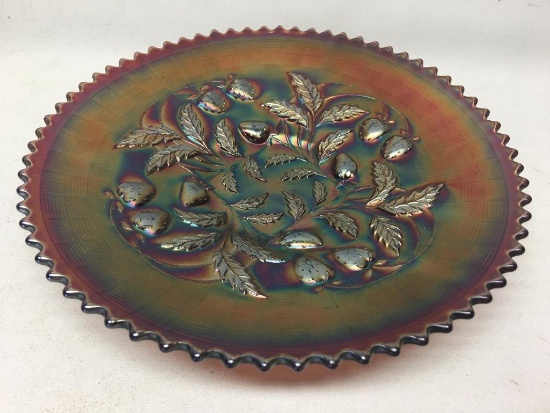 Vintage Northwood Amethyst Carnival Glass Plate In Strawberry Pattern