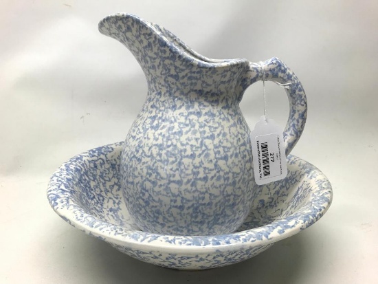 McCoy Pottery Spongeware Pitcher & Bowl Set