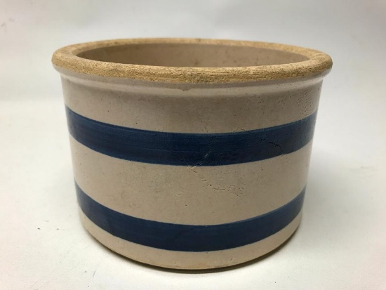 Small Crock W/Blue Stripes