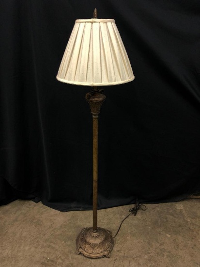 Metal Floor Lamp, Painted Bronze Finish, 5 Feet Tall