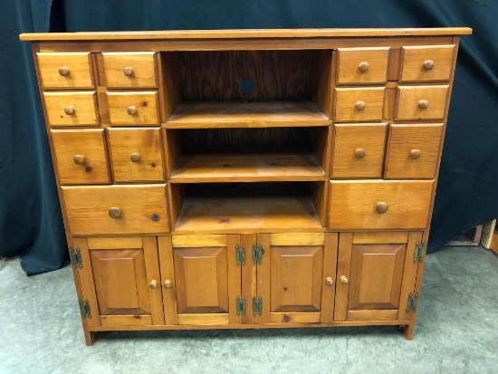Hand Made by Eugene Cowling, Entertainment Unit with Cassette and CD Holder Drawers