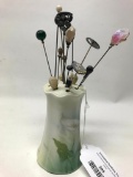 RS Germany Hat Pin Holder W/Vintage Hat Pins