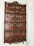 Souvenir Spoons: 50 Holder Spoon Rack & (50) Spoons