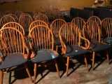 (10) Oak Chairs W/Curved Backs & Padded Seats-(3) W/Arms & (7) W/Out