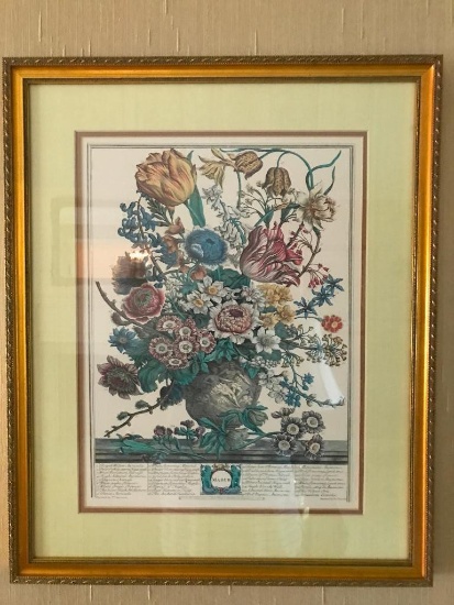 Vintage Framed & Matted Floral Prints W/Different Months-This One Is March