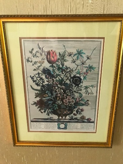 Vintage Framed & Matted Floral Prints W/Different Months-This One Is Feburuary