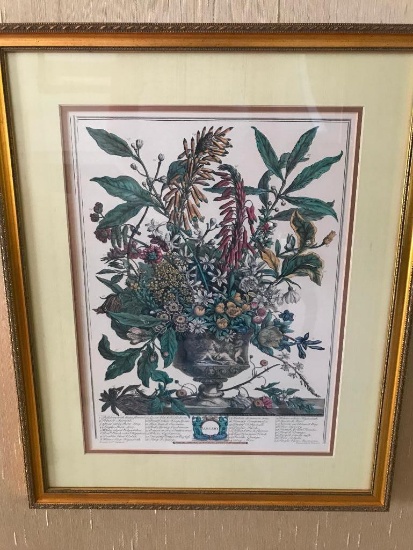 Vintage Framed & Matted Floral Prints W/Different Months-This One Is January