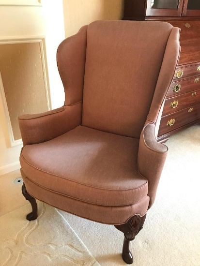 Vintage Upholstered Wing Back Arm Chair From Stegmans In Dayton, Ohio