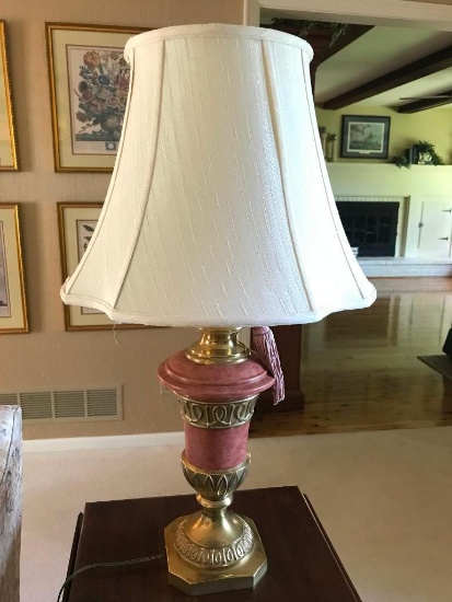Ethan Allen Brass Table Lamp W/Cloth Shade