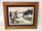 Framed Scrimshaw Of Gold Miner Panning For Gold Titled 