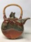 Contemporary Pottery Teapot W/Embossed Grapes & Leaves Signed 