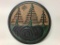 Contemporary Pottery Wall Plaque W/Hand Painted Pine Trees