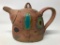 Contemporary Pottery Teapot W/Glazed Florals Signed Sarah