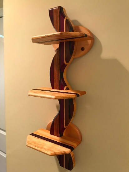 Hand Crafted Wall Shelf W/Multi-Woods Construction