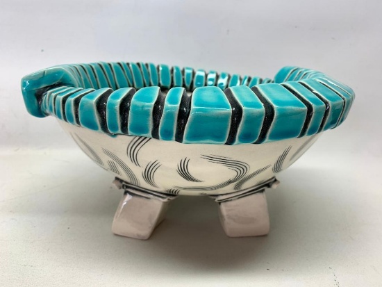 Contemporary Pottery Center Bowl W/Embossed Fish