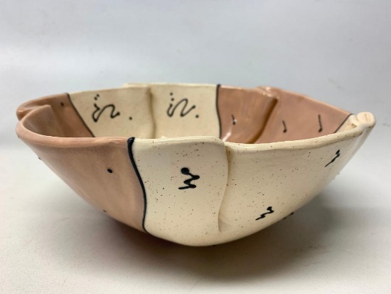 Contemporary Pottery Bowl W/Folds