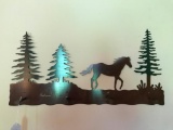 Laser Steel Cut-Out W/Horse & Pine Trees