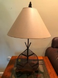 Pair Of Tennis Lamps W/Cloth Shades