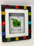 Art Glass Plaque W/Wooden Frame By Faith Widdy