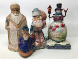 (3) Wooden Carved Holiday Figures