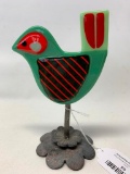 Contemporary Glass Bird On Iron Stand