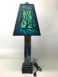 Contemporary Pottery Lamp W/Hand Painted Shade