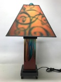 Contemporary Pottery Lamp W/Hand Painted Shade