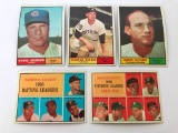 (5) 1961 Topps Baseball Crads-Killebrew, Cash, Batting & Pitching Leaders