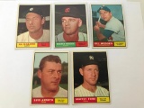 (5) 1961 Topps Baseball Cards-Hodges, Kaline, Ford, & Others