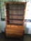 Early Pine Open Hutch W/Drawered Base & Sandwich Glass Pulls